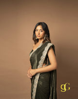 Olive Green Saree with Cape