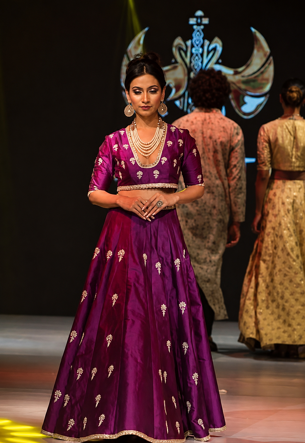 Royal Purple Silk Embroidery Lehenga Set