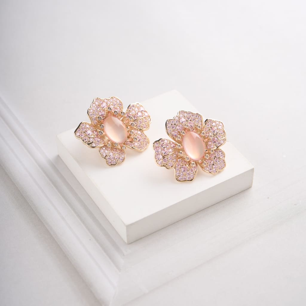 Oval Flower Earrings