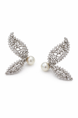 Pearl Crystal Wing Drop Earrings