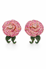 Silvpop Pink Crystal Floral Statement Earrings