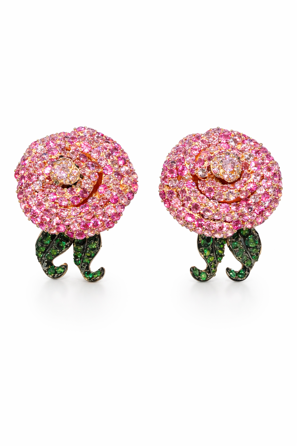 Silvpop Pink Crystal Floral Statement Earrings