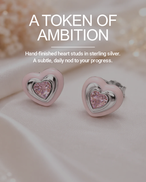 Silvpop Pink Heart Crystal Studs
