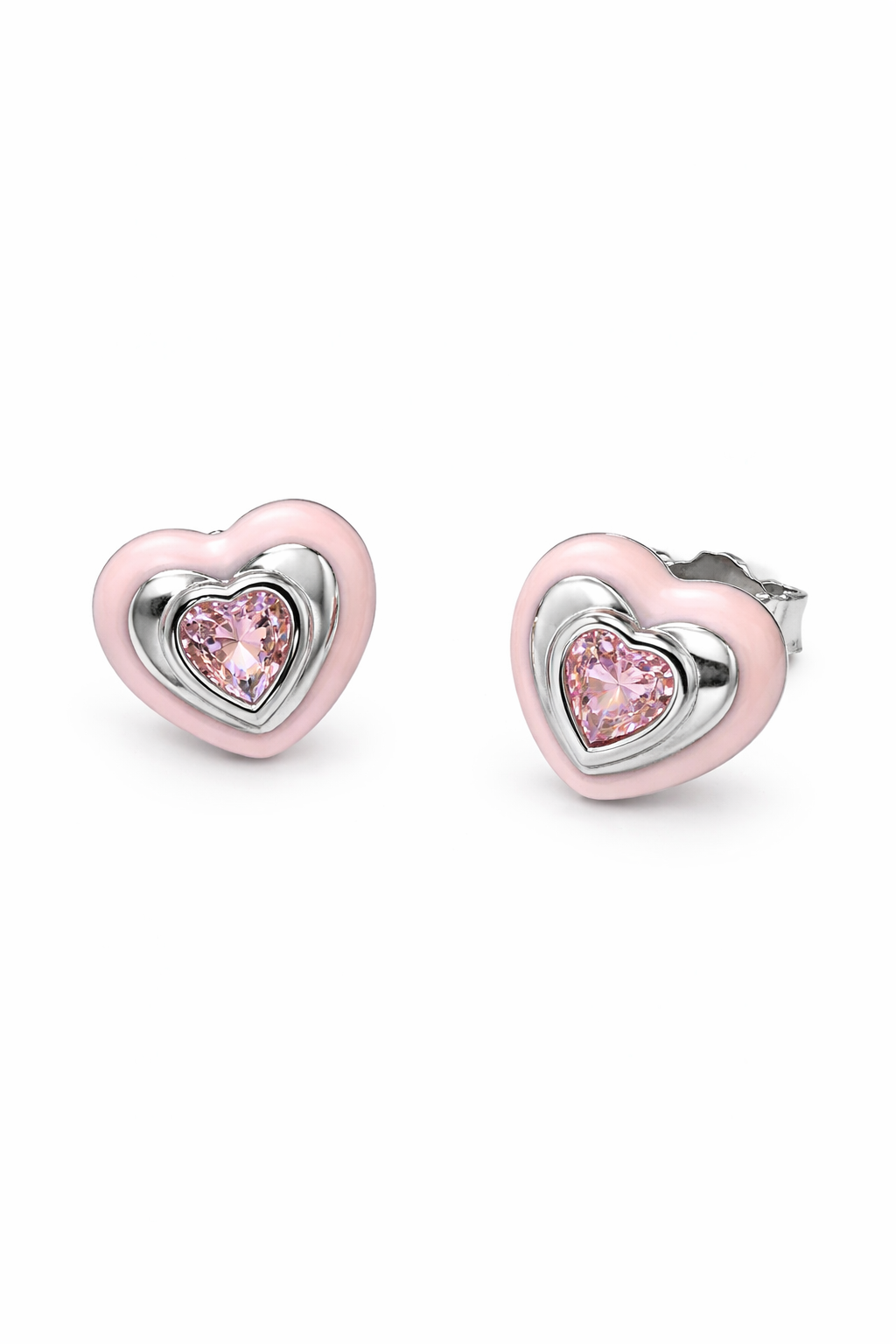 Silvpop Pink Heart Crystal Studs