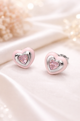 Silvpop Pink Heart Crystal Studs
