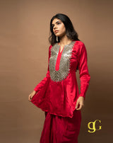 Pink Mirrorwork Dhoti Set