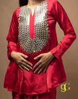 Pink Mirrorwork Dhoti Set