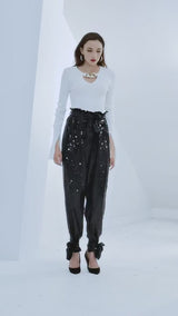All Black Sequinned Puff Pants