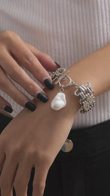 Gold Pearl Drop Bracelet