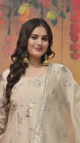 Royal Beige Gharara Set with Gotta, Zardozi and Crystal Work