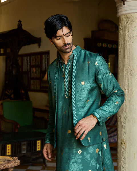 Jade Kurta And Jacket Set