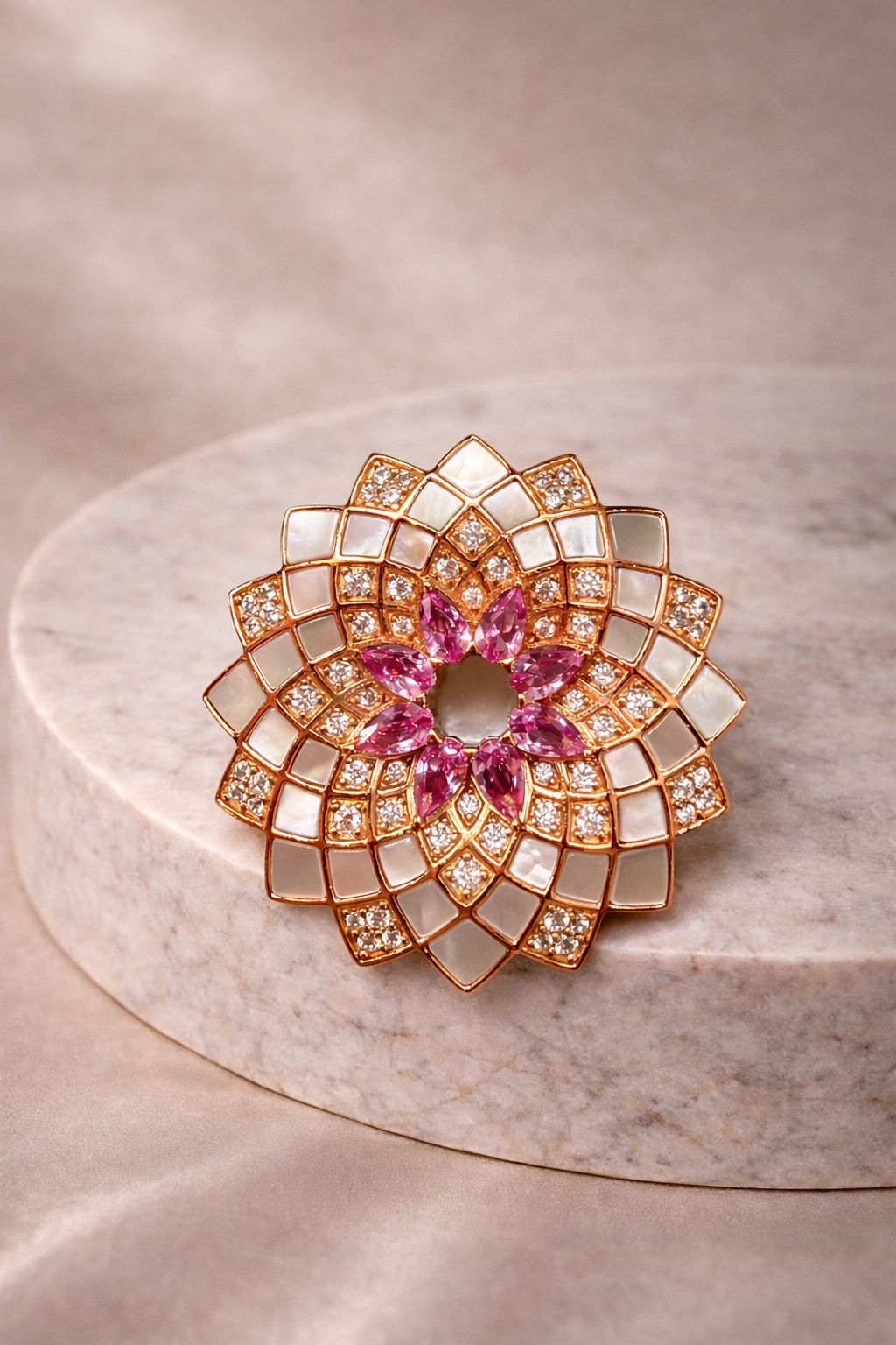 Rose Mosaic Floral Brooch