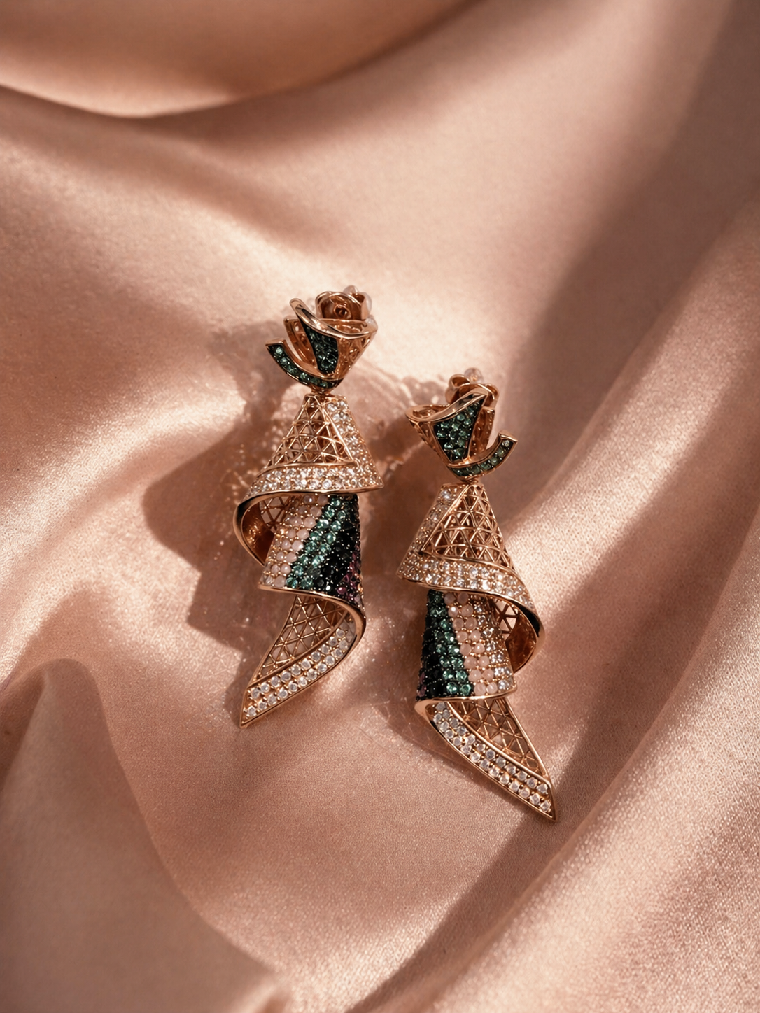 Rose Spiral Statement Earrings