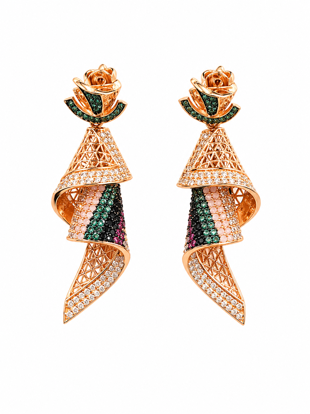 Rose Spiral Statement Earrings