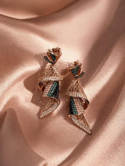 Rose Spiral Statement Earrings