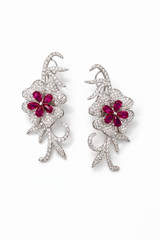 Ruby Blossom Crystal Drop Earrings