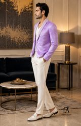 Lavender Pleated Bomber Jacket
