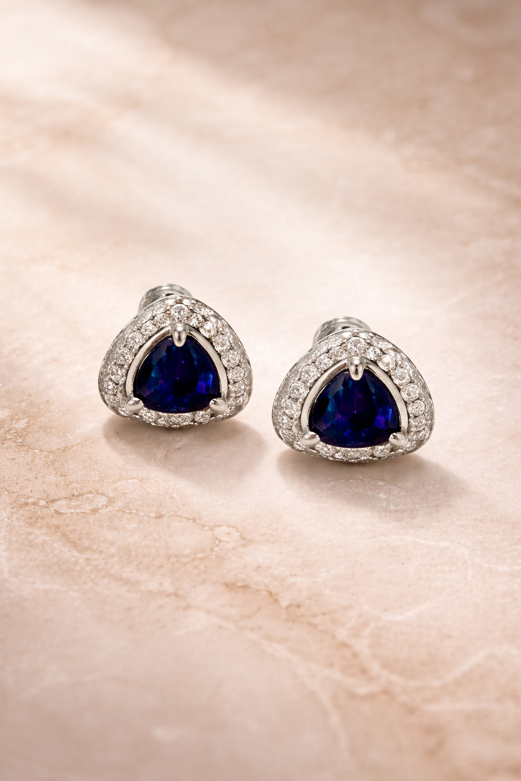 Sapphire Halo Stud Earrings