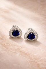Sapphire Halo Stud Earrings