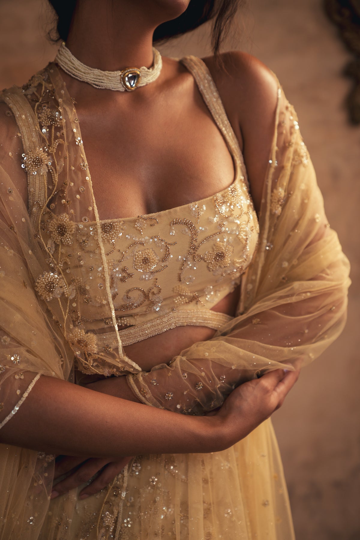 Butter Yellow Embroidered Lehenga Set
