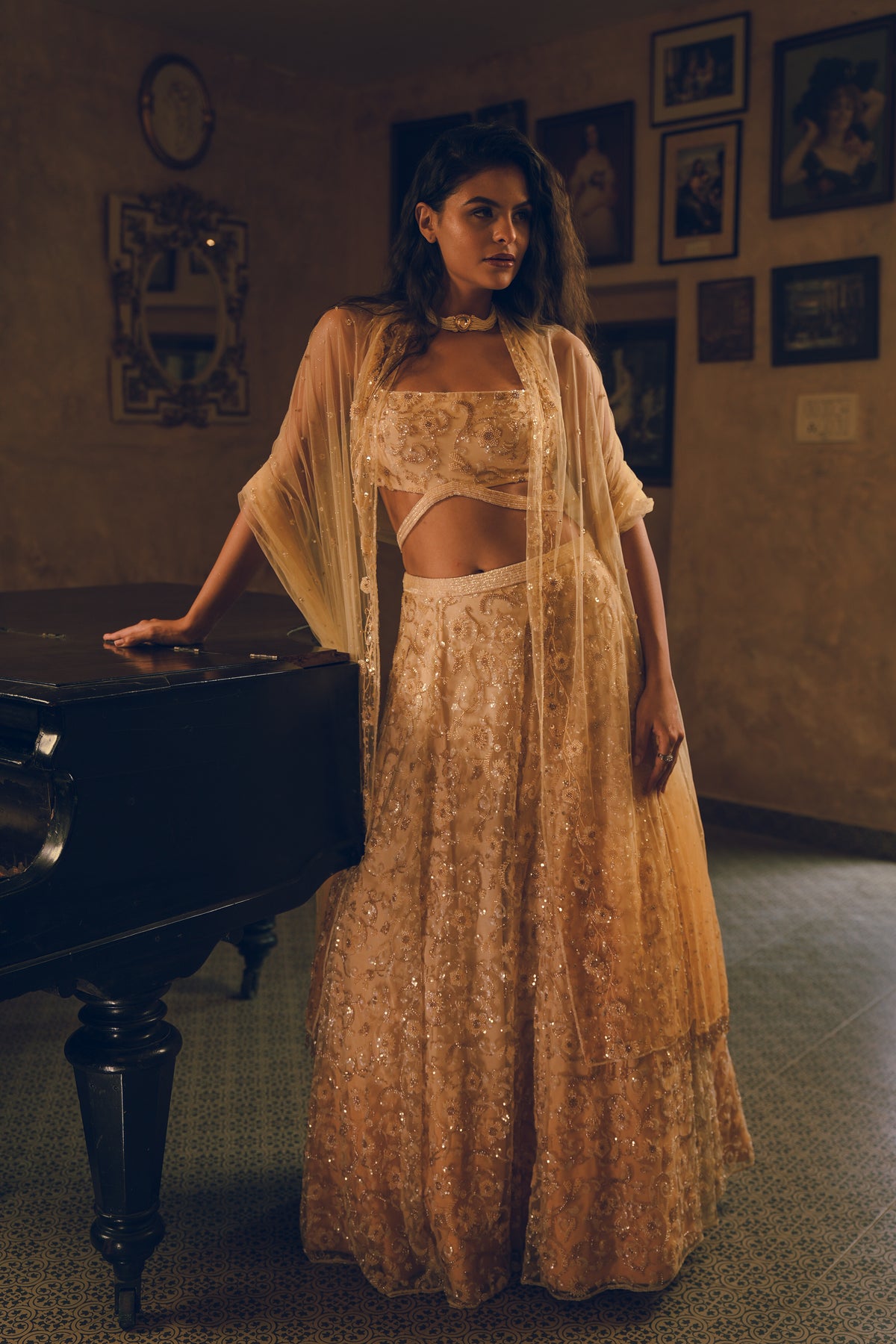 Butter Yellow Embroidered Lehenga Set
