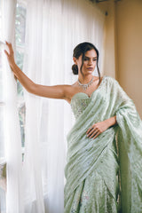 Pista Green Corset Draped Saree