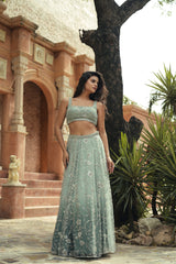 Mint Green Embroidered Lehenga Set