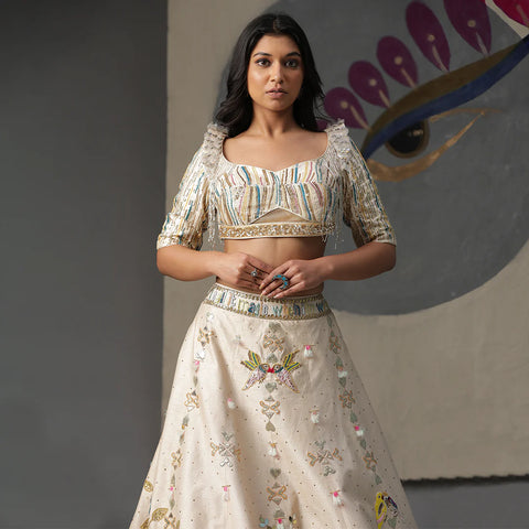 Pearl Hand Painted Lehenga