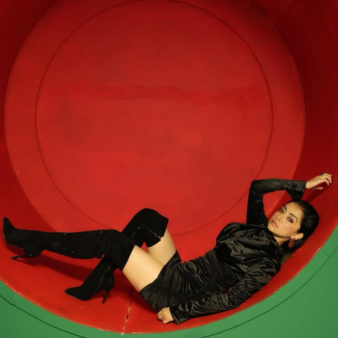 Full Sleeve Pleated Mini Satin Dress