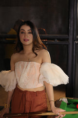 Embroidered Ruffle Crop Top