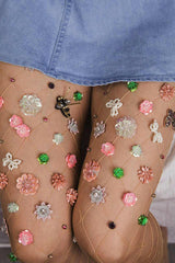Mesh Handmade Flowers Pantyhose Stockings
