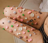 Mesh Handmade Flowers Pantyhose Stockings