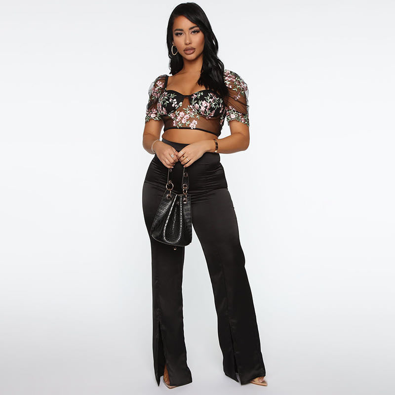 Highstreet Sexy Tulle Shirt Crop Top Blouse
