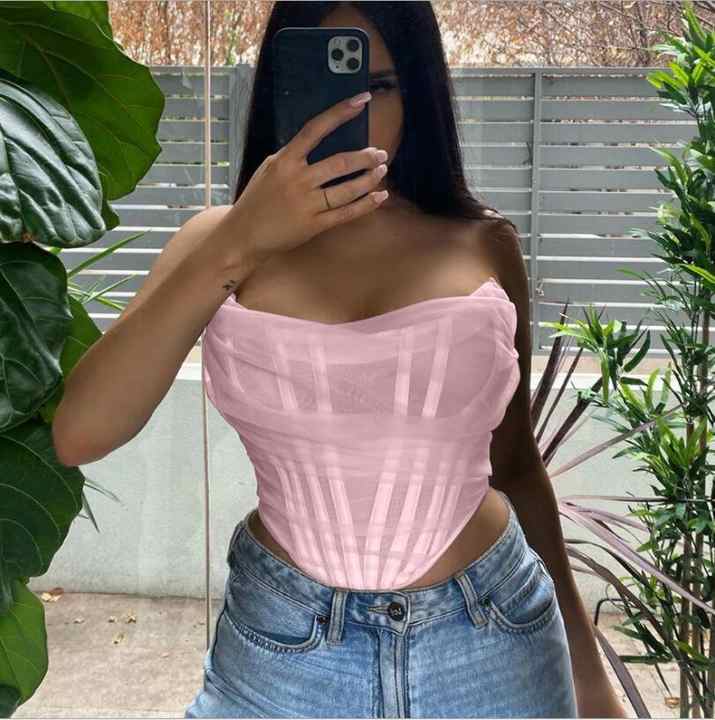 Fishbone Mesh Crop Top