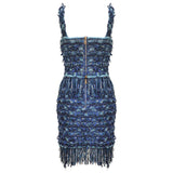 Denim Fringe Two Piece Set