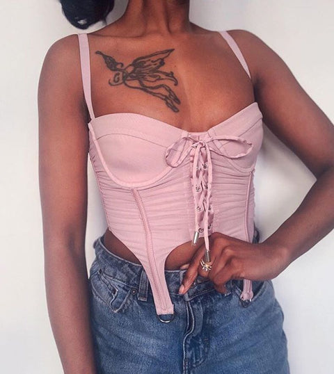 Sexy Crop Top Bandage Double-Layer Top