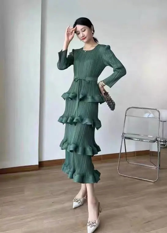 Pleated Ruffle Summer Dress