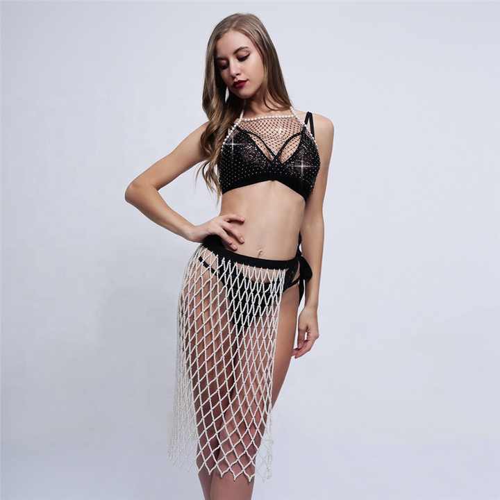 Pearl Mesh Beach Coverup Top