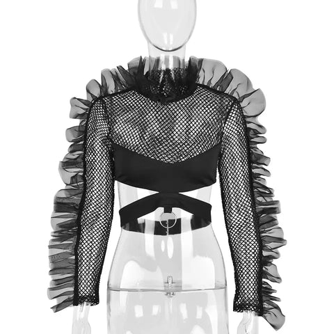 Mesh Ruffle Top