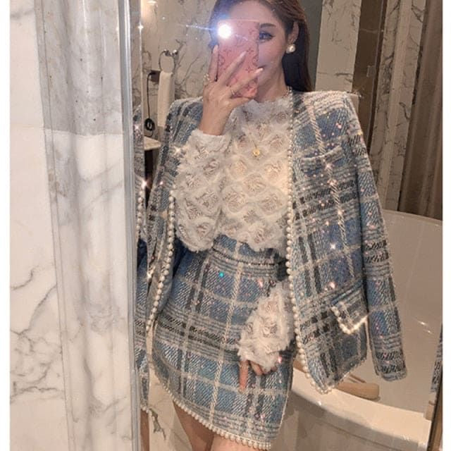 Amber Pearl Two Piece Blazer and Mini Skirt Set