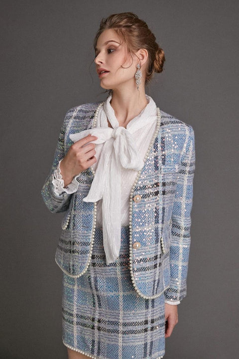 Amber Pearl Two Piece Blazer and Mini Skirt Set